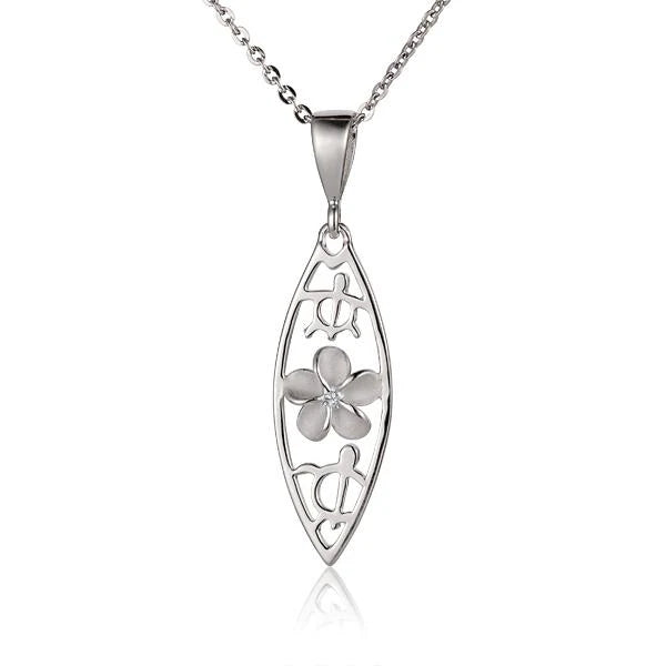 Plumeria 2 Honu Surfboard Pendant image 0