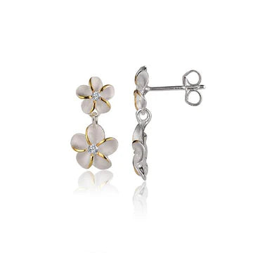 Plumeria CZ Bead YG Plated Earring - 6/8mm image 0