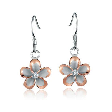 Plumeria CZ PG Plated Hook Earring - 12mm image 0