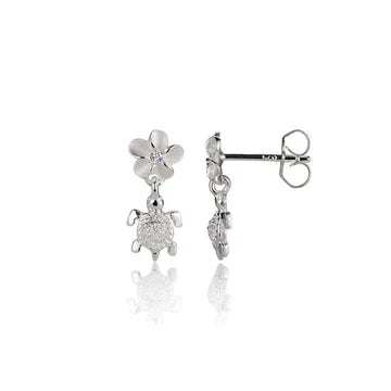 Plumeria Turtle Earring - 6mm image 0