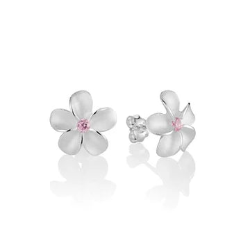 Plumeria Pink CZ Earring - 12mm image 0