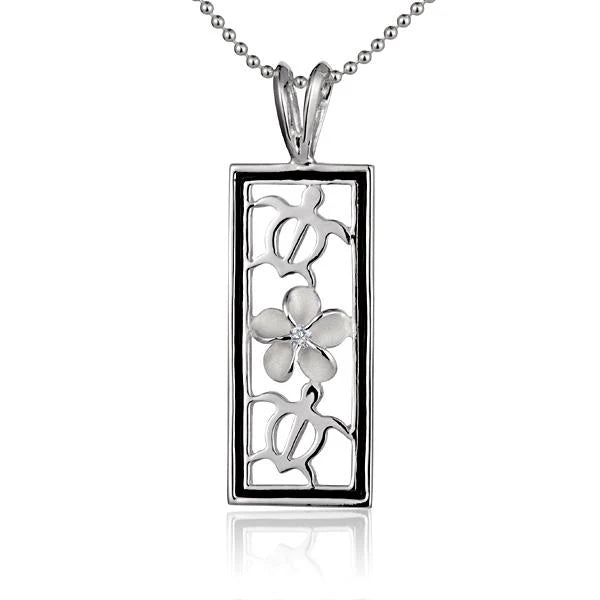 Square Honu Plumeria B/B Pendant image 0