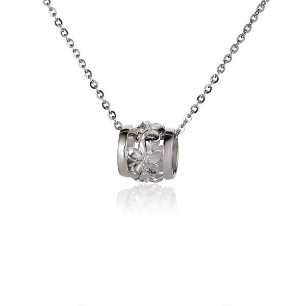 Plumeria Barrel CZ Pendant (M) image 0