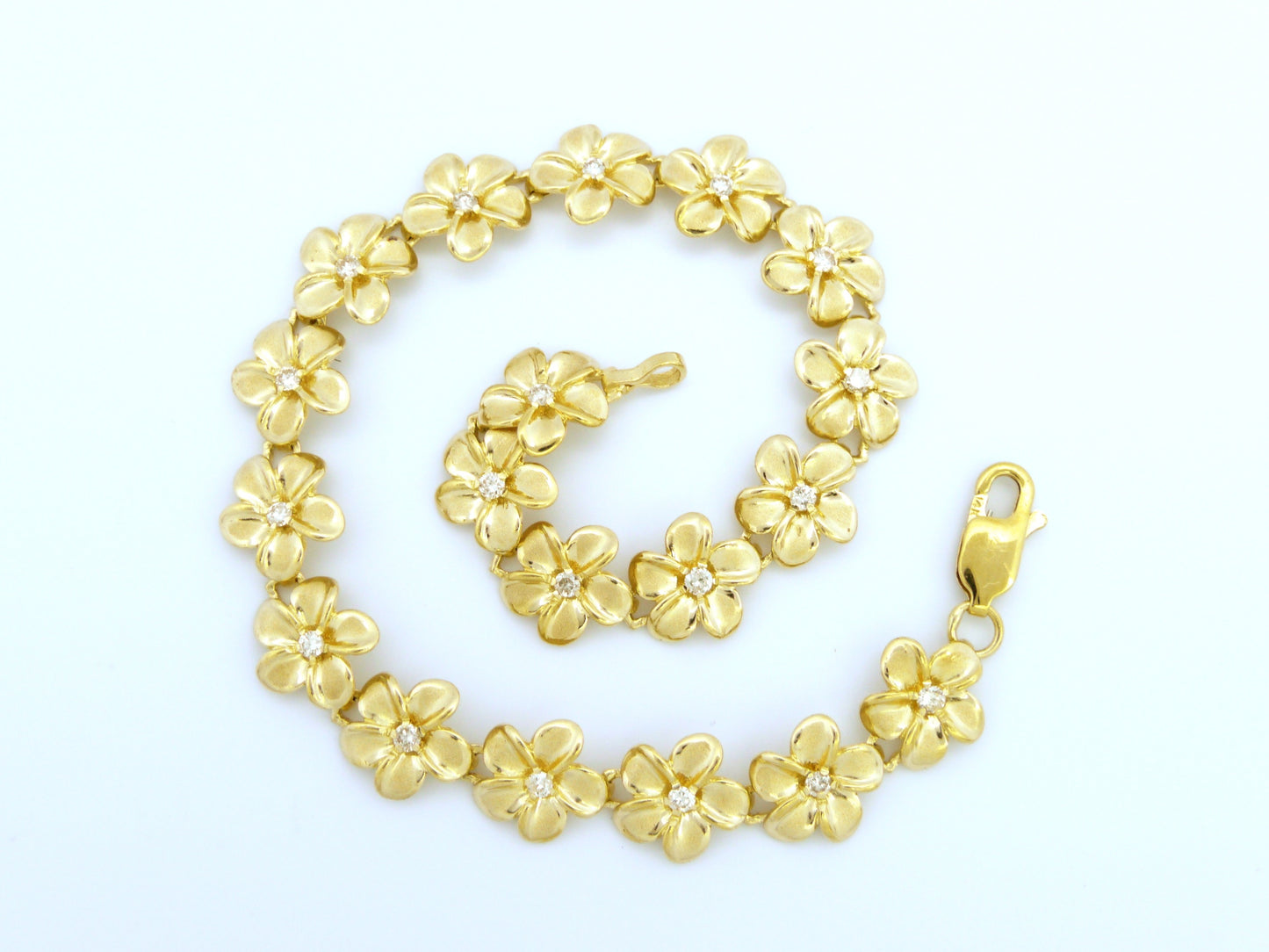 Plumeria Diamond Link Bracelet #1 image 0