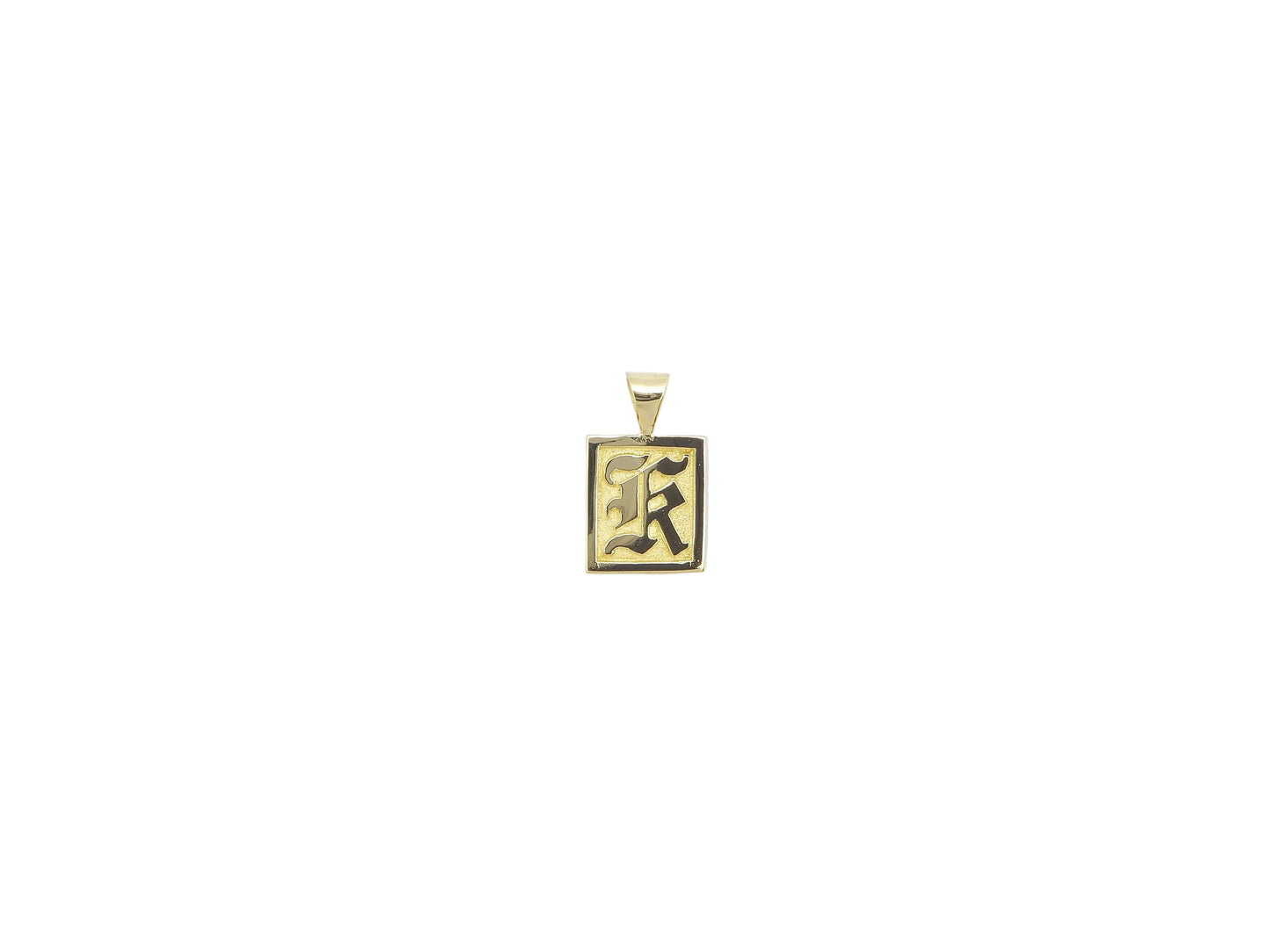 Hawaiian 14K Gold square raised initial pendant featuring a personalized initial.