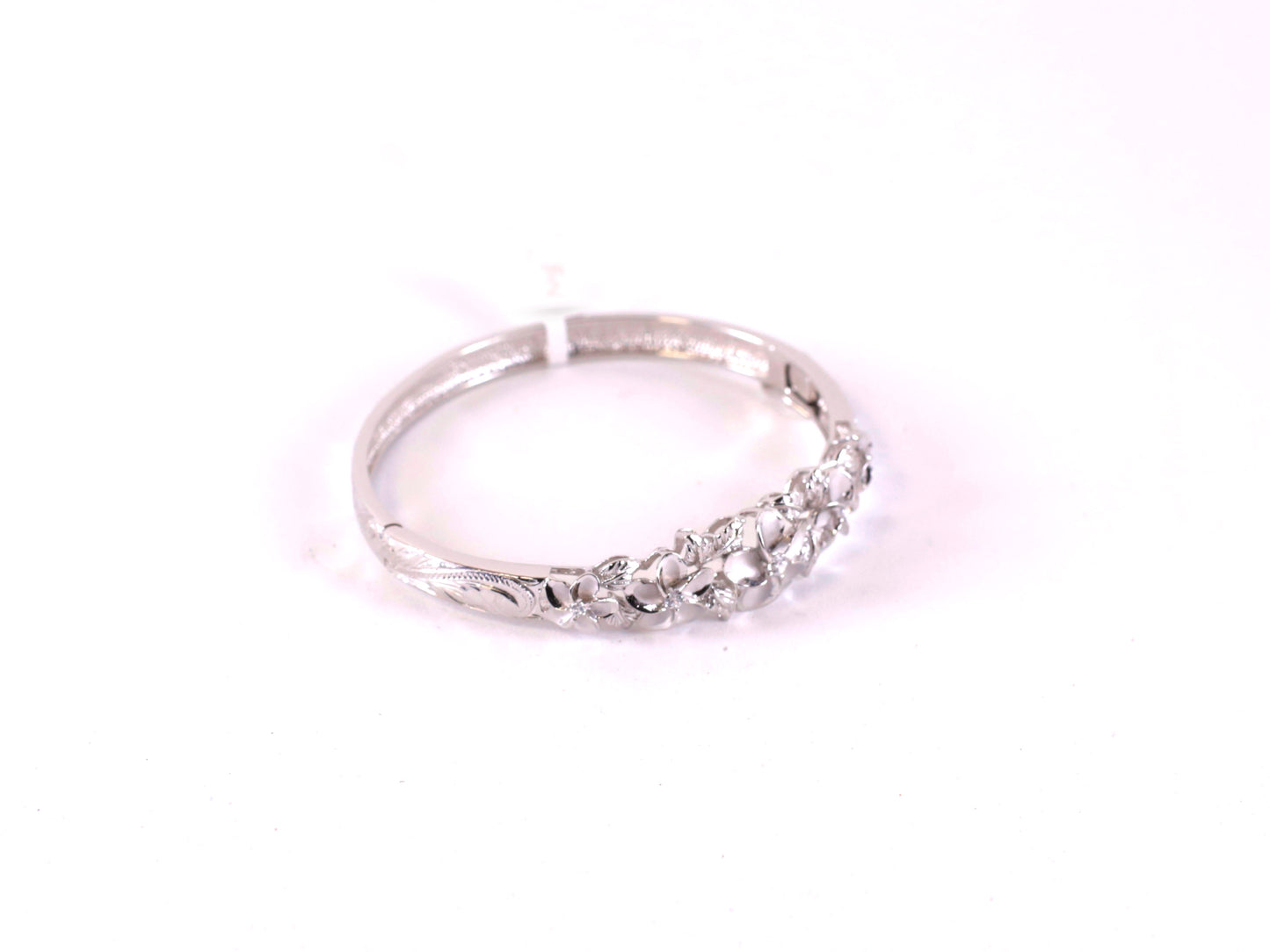 Silver Plumeria Bangle - Small image 0