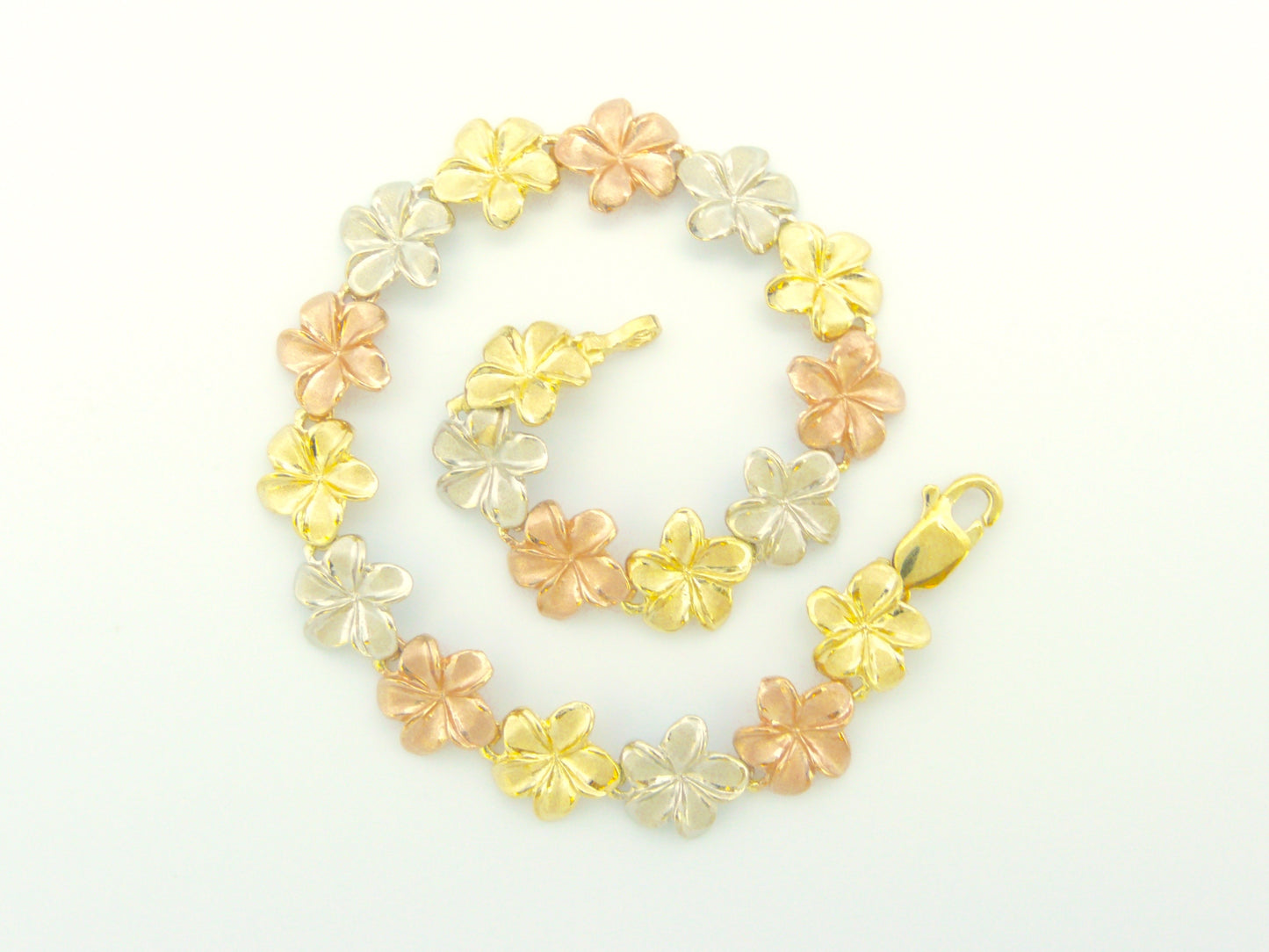 Tri-Color Plumeria Link Bracelet #1 image 0