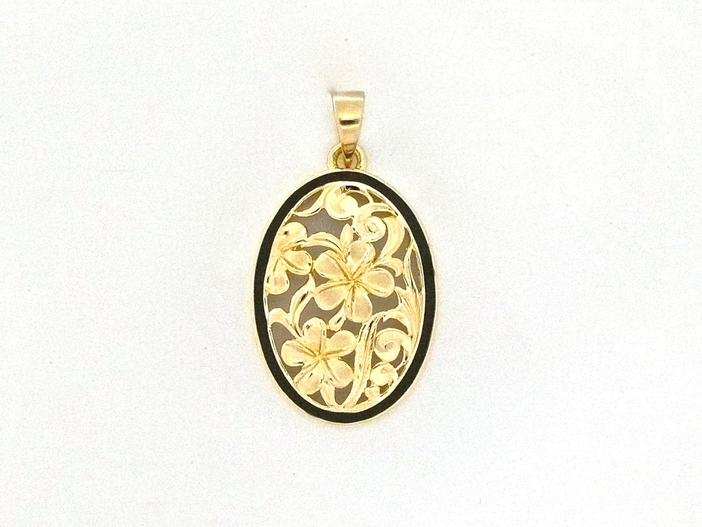 Oval Plumeria Pendant - Large image 0