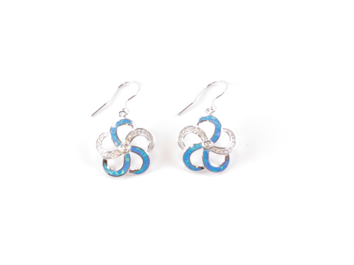 Silver and Blue Plumeria Earring image 0