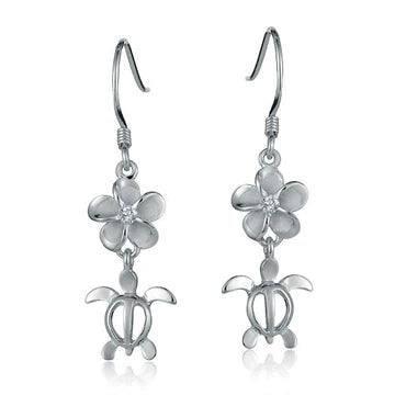 Honu Hook Rhodium Plated Earring - 8mm image 0