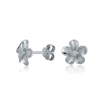 Plumeria CZ YG Rhodium Earring - 8mm image 0