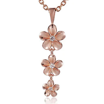 Rhodium Plumeria CZ PG Pendant - 12/10/8mm image 0