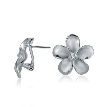 SE CZ Rhodium French Clip Earring - 20mm image 0