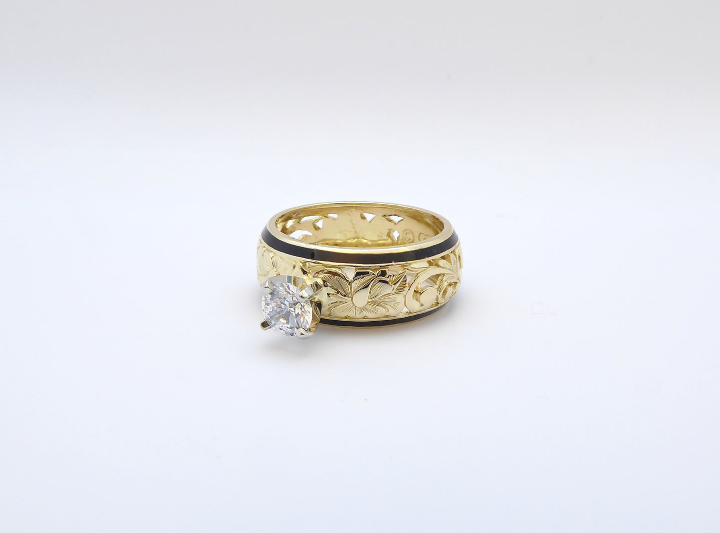 Hibiscus Dome Ring w/.50ct CZ - 8mm image 0