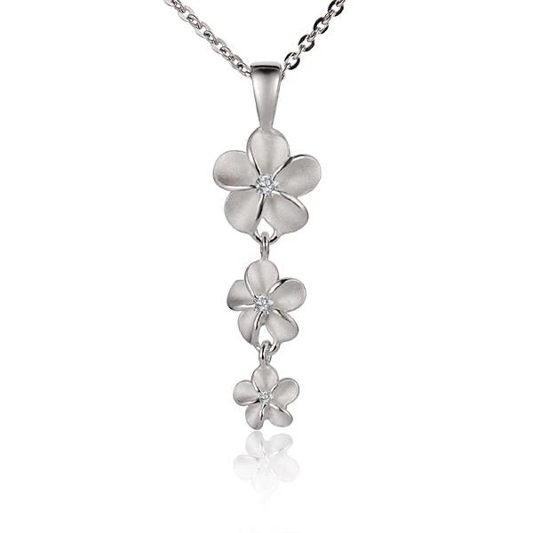 Plumeria CZ Pendant (S) - 10-8-6mm image 0