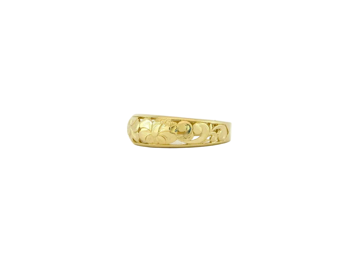 Hawaiian 14K Gold 6mm plain dome ring with a smooth, polished surface.