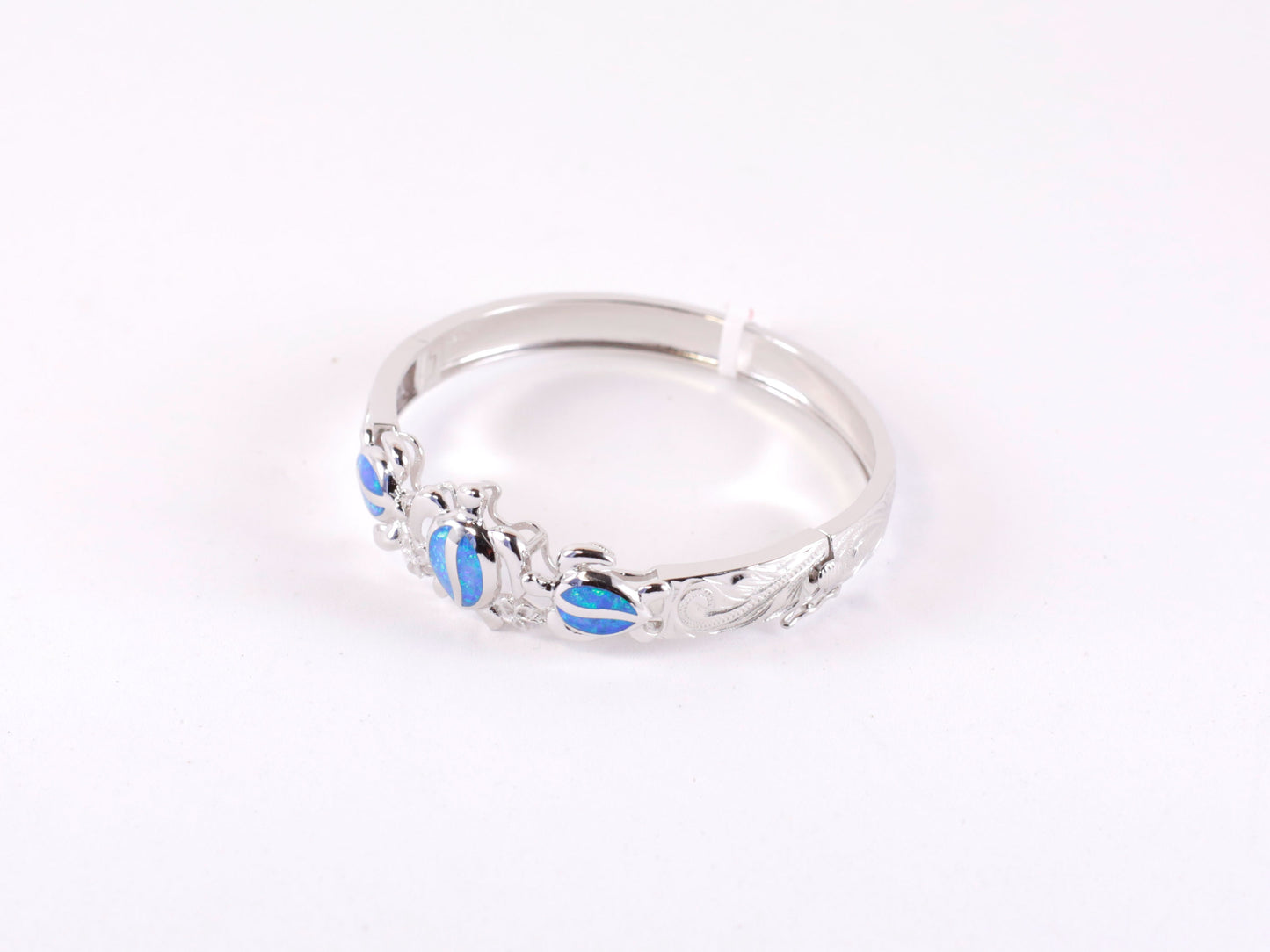Silver Blue Turtle Bangle image 0