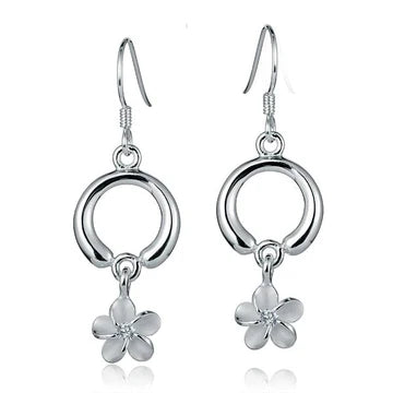 Circle + Plumeria Earring image 0
