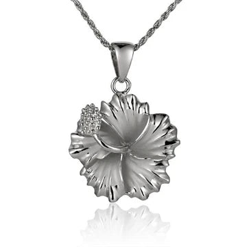 Hibiscus Rhodium Pendant - 20mm image 0