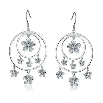 SE Double Circle Hook 7 Plumeria Earring image 0