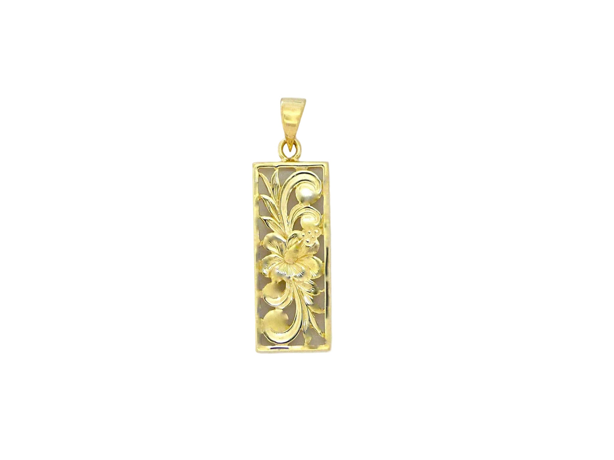 Hawaiian 14K Gold 8mm vertical plain pendant with a sleek, minimalist design.