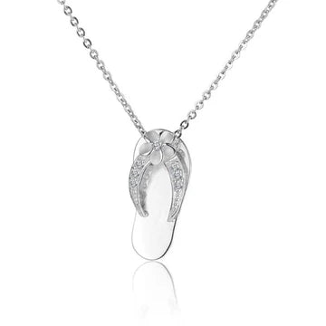 Plumeria 7CZ Slipper Pendant image 0