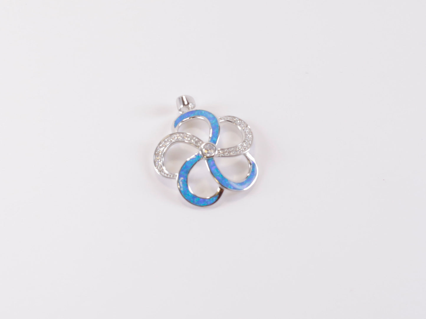 Silver and Blue Plumeria Pendant image 0