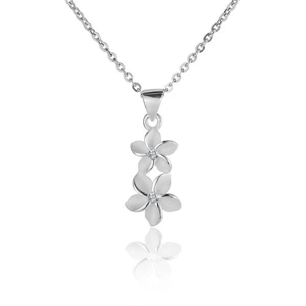 2 Plumeria CZ Pendant - 6/8mm image 0