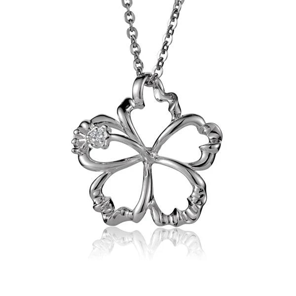 Outline Hibiscus CZ Pendant -20mm image 0