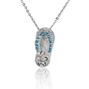 13CZ Blue Scroll Slipper Pendant image 0