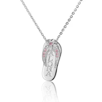 Plumeria Pink 7CZ Aloha Slipper Pendant image 0