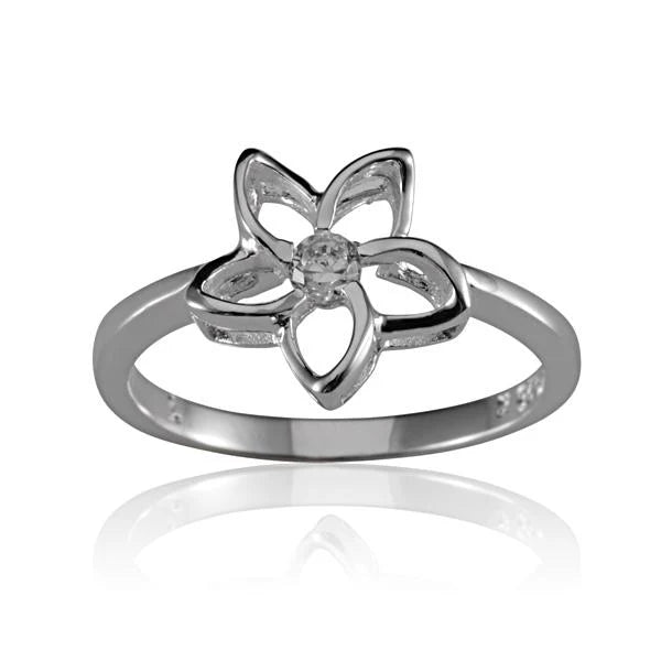 12mm Floating Plumeria w/ CZ Ring image 0
