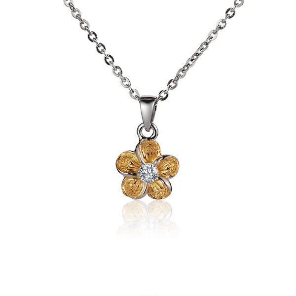Plumeria Raised Sand YG Pendant - 10mm image 0