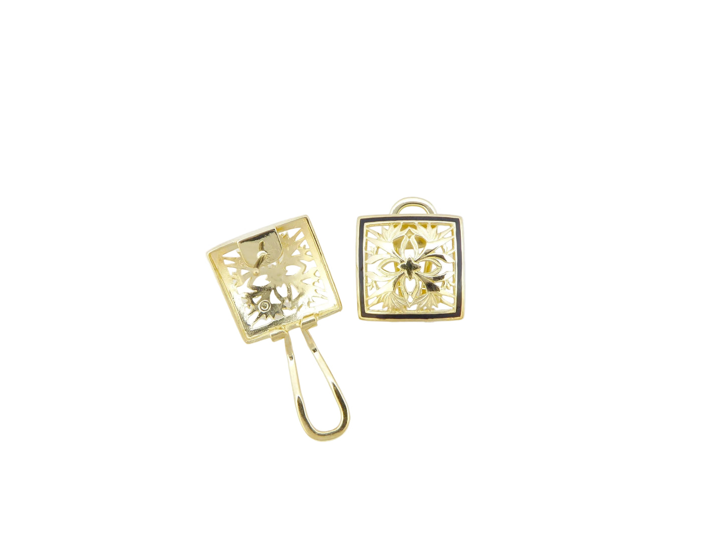 Small 14K gold BOP quilt earring featuring intricate quilting design, perfect for elegant and delicate jewelry styling.