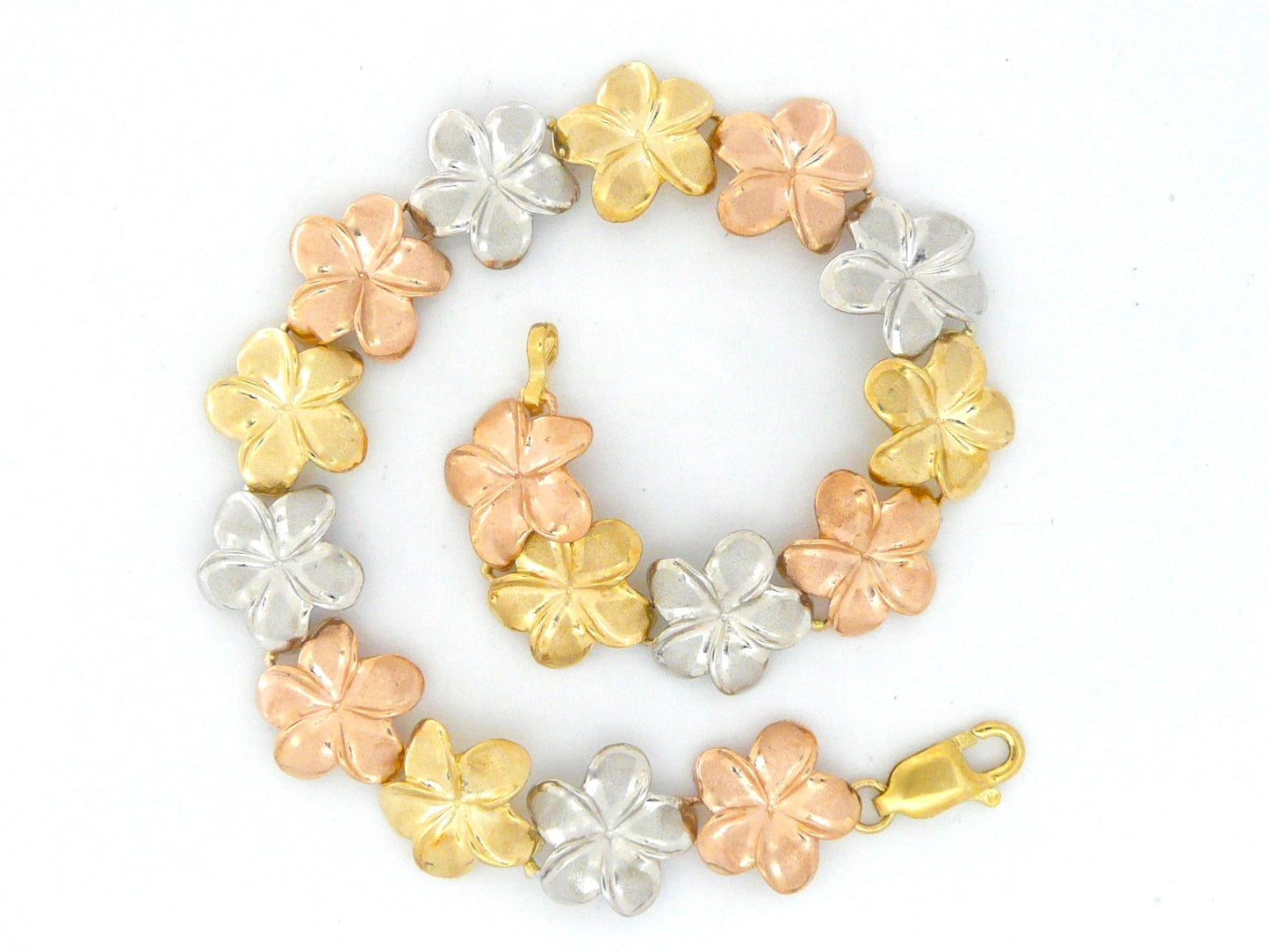 Tri-Color Plumeria Link Bracelet #2 image 0