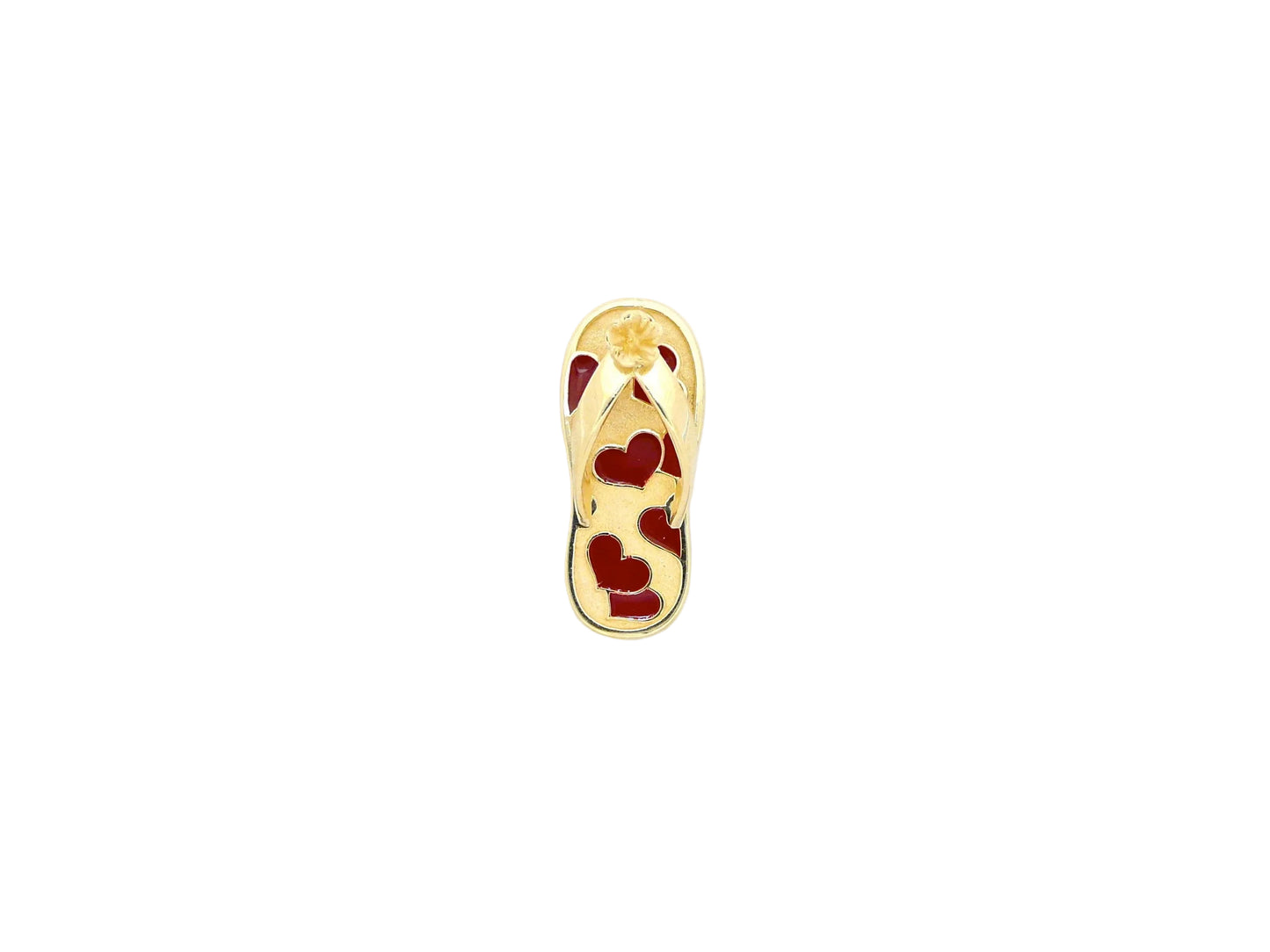 14K gold enamel heart slipper pendant with colorful enamel details, crafted for a delicate and charming jewelry look.