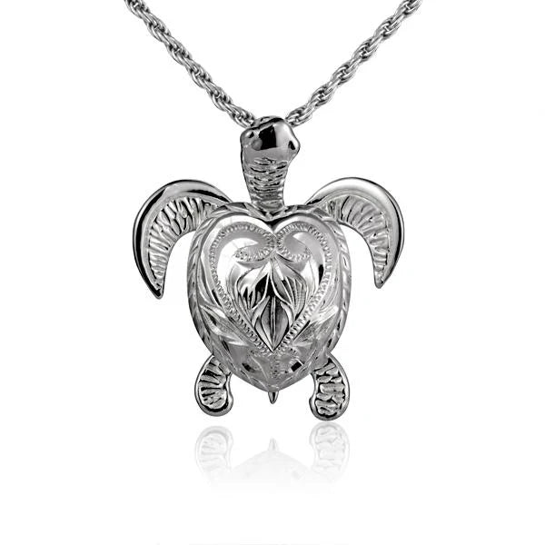 Engraved Scroll Turtle Pendant image 0