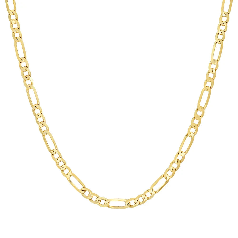 14K gold Figaro chain, 4mm width, shiny and elegant jewelry piece from Ashley's Gift Shop with intricate link design.