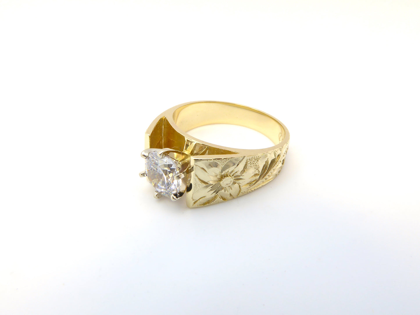 French MTG#0002 High Ring w/ 1 ct CZ image 0