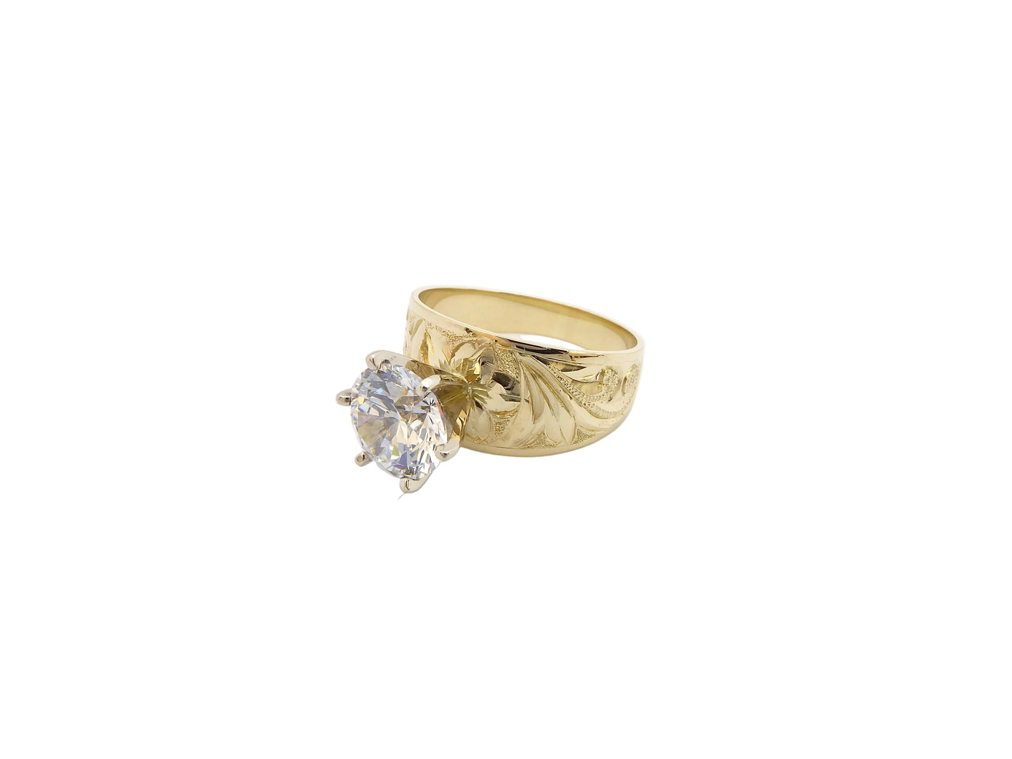 Hawaiian 14K Gold ring with a smooth band, polished finish.