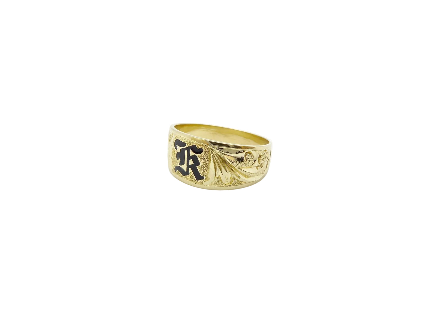 Hawaiian 14K Gold ring featuring a letter 2, elegant jewelry piece with a polished finish.