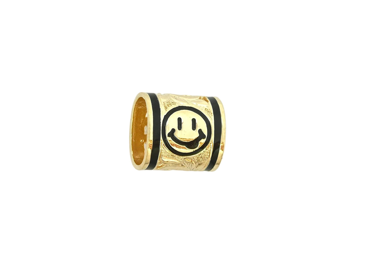 Hawaiian 14K Gold happy face floater pendant, 10mm size, featuring a cheerful face design.