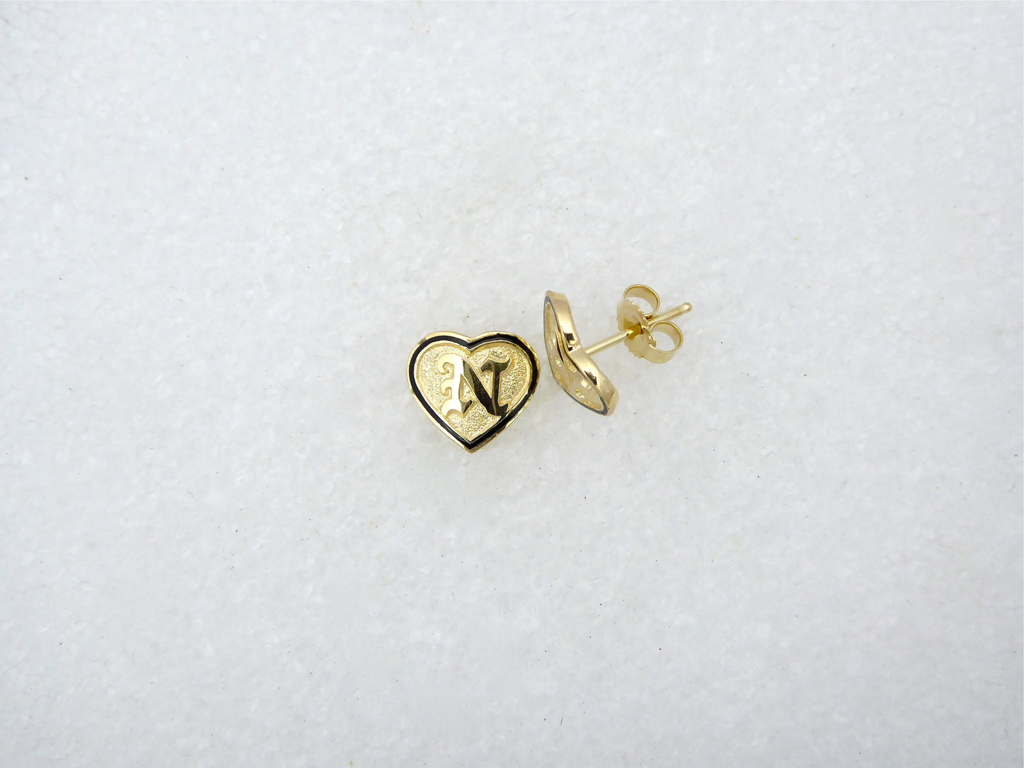 Heart Stud Raised Letter Earring image 0