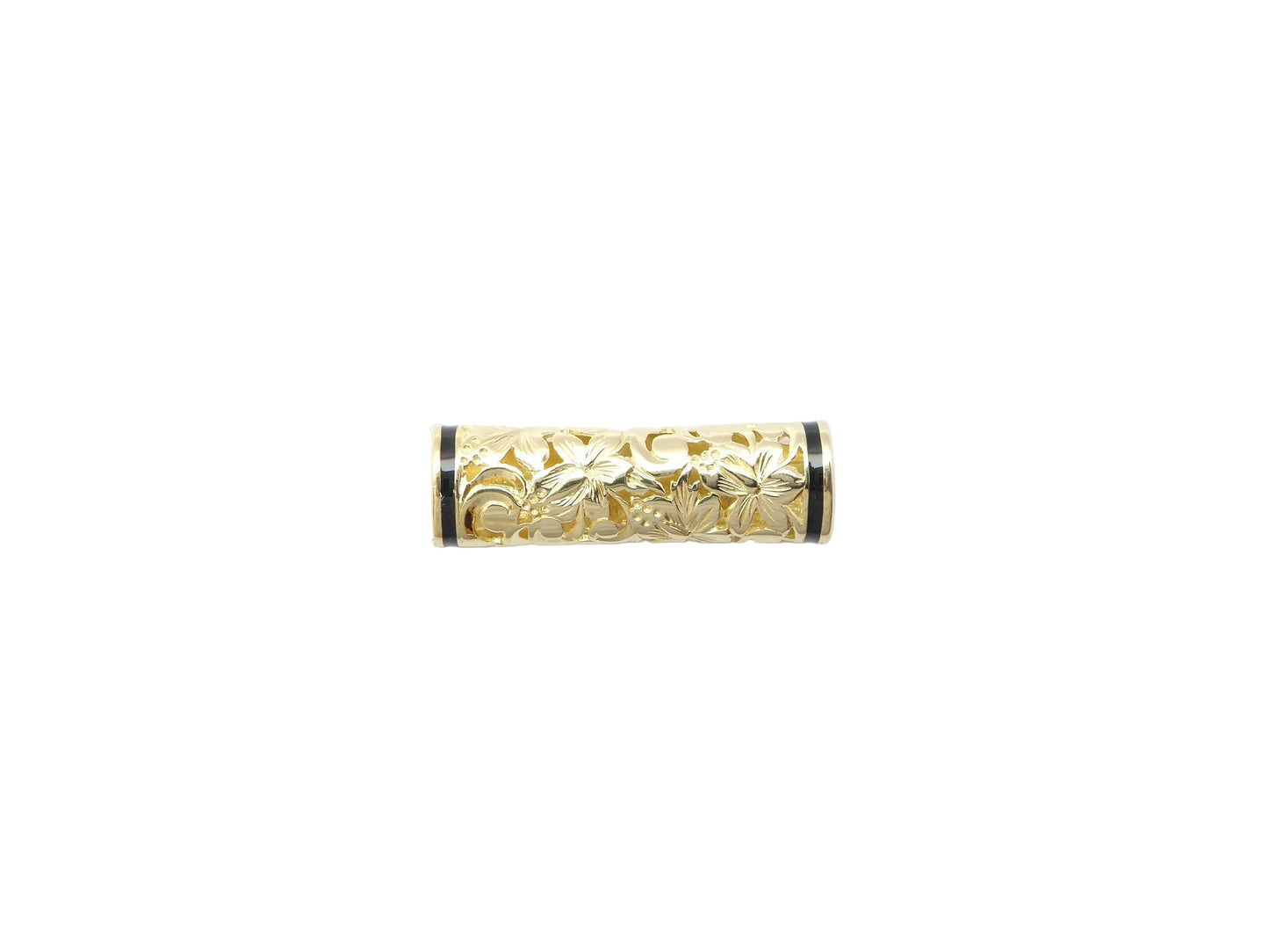 Hawaiian 14K Gold small 14K gold hibiscus floater pendant with delicate floral design.