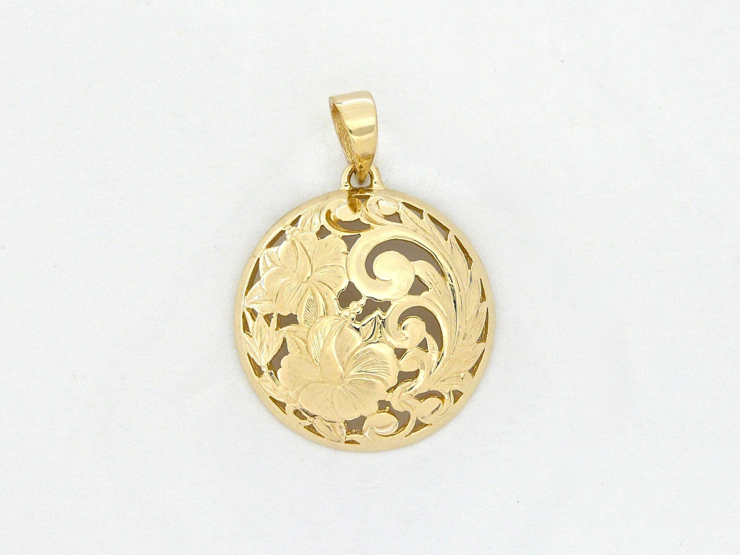 Hibiscus Round Cut Out Pendant - Large image 0