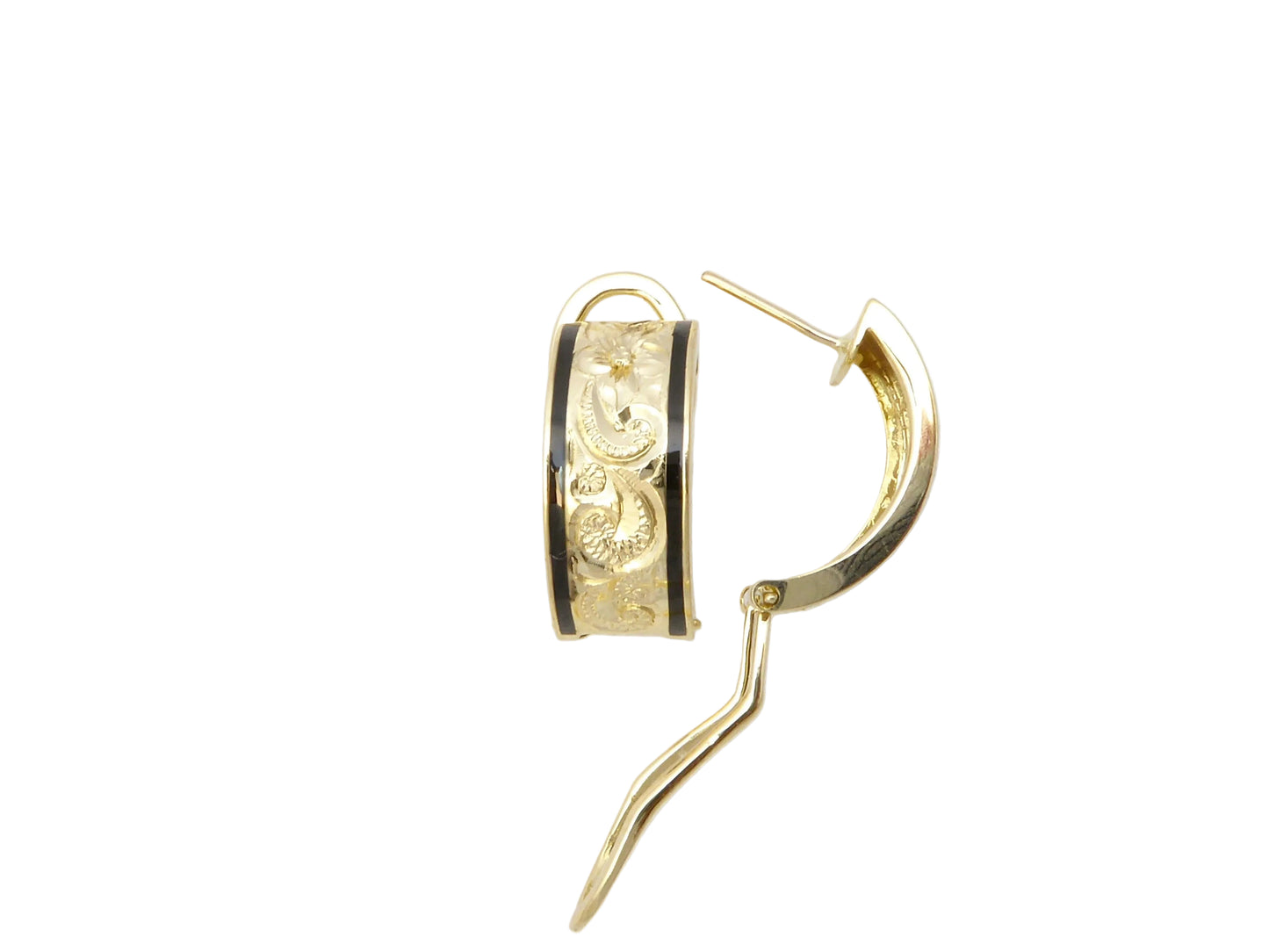 Hawaiian 14K Gold hibiscus straight clip earring, 8mm size, featuring detailed floral design for elegant jewelry styling.