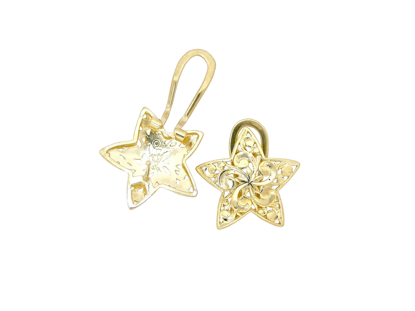 14K gold Hoku earring, #2 style, featuring a sleek, minimalist design, from Ashley's Gift Shop.