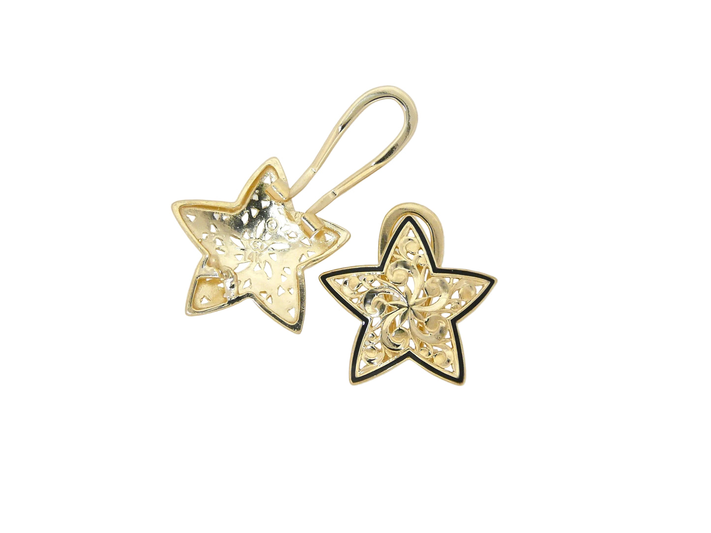 14K gold Hoku earring with a sleek design, crafted by Ashley's Gift Shop, featuring a smooth, polished finish.