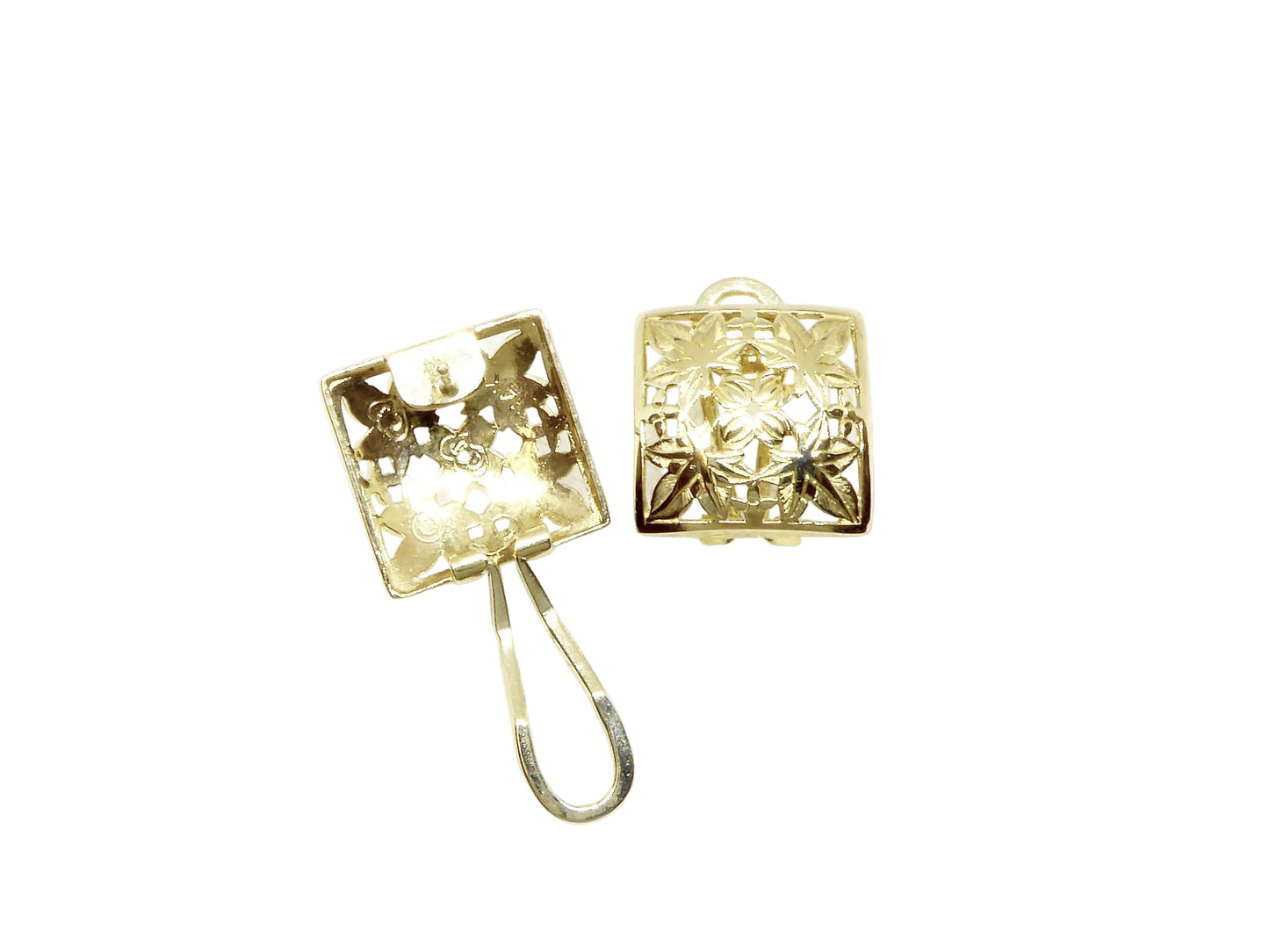 Small 14K gold Kukui Quilt Earring with intricate design, crafted by Ashley's Gift Shop.