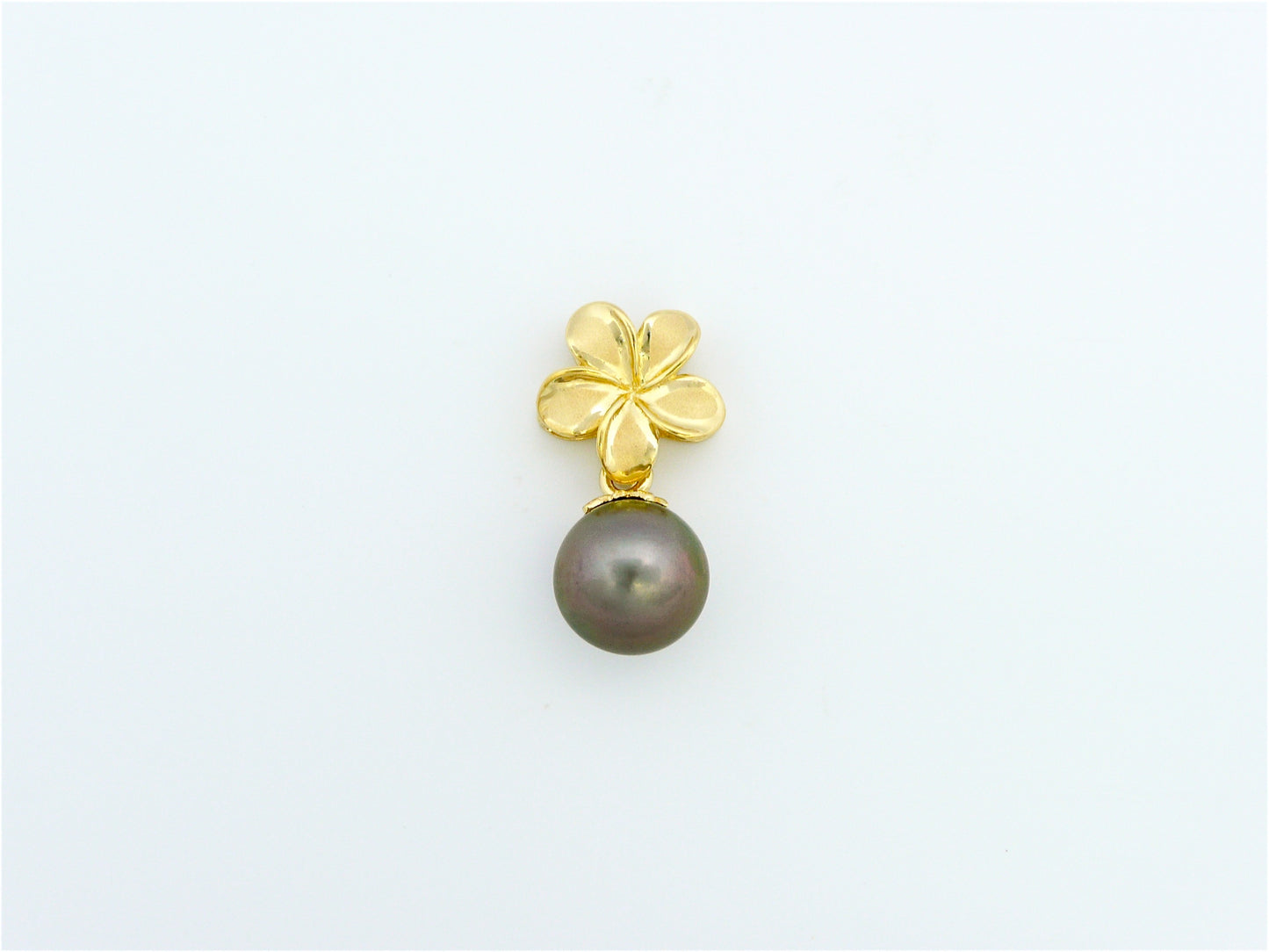 Plumeria Black Pearl Drop Pendant #3 image 0